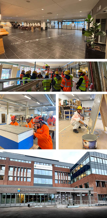 Blandade bilder från Skandia Fastigheters projekt tillsammans med Peab för Förvaltningsrätten i Göteborg.