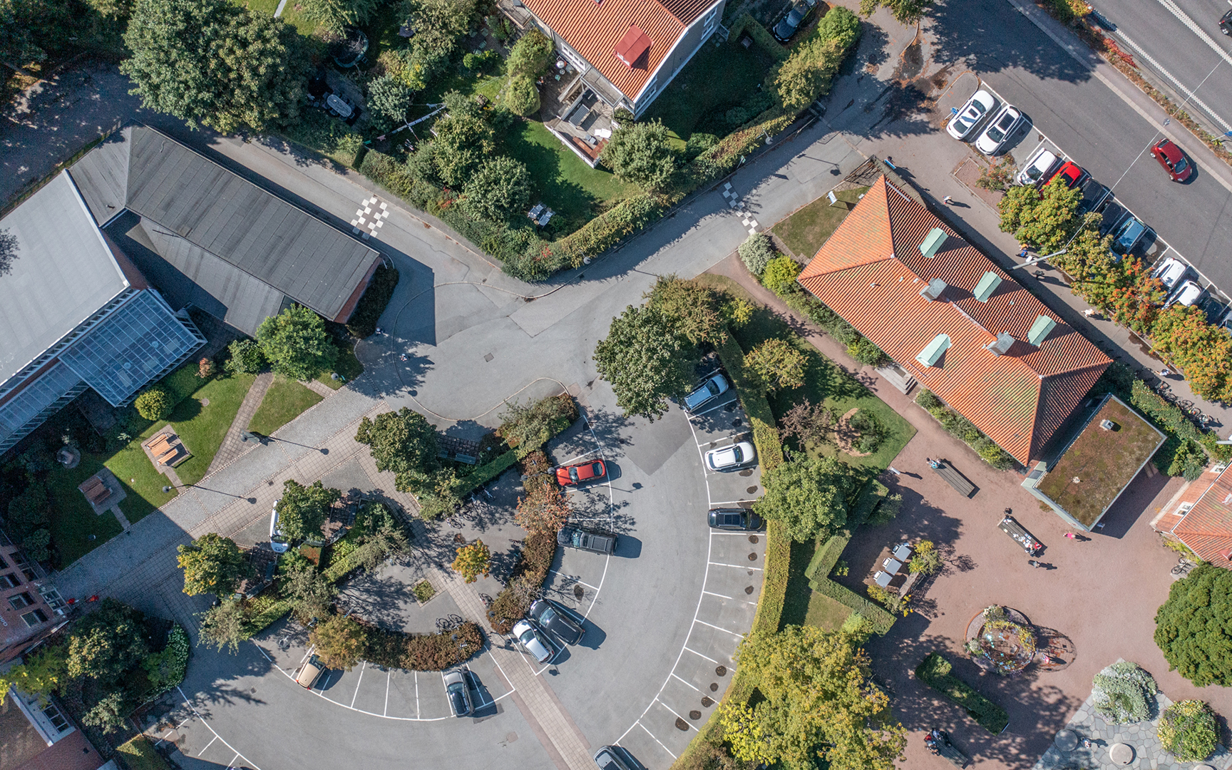 Flygbild, parkering