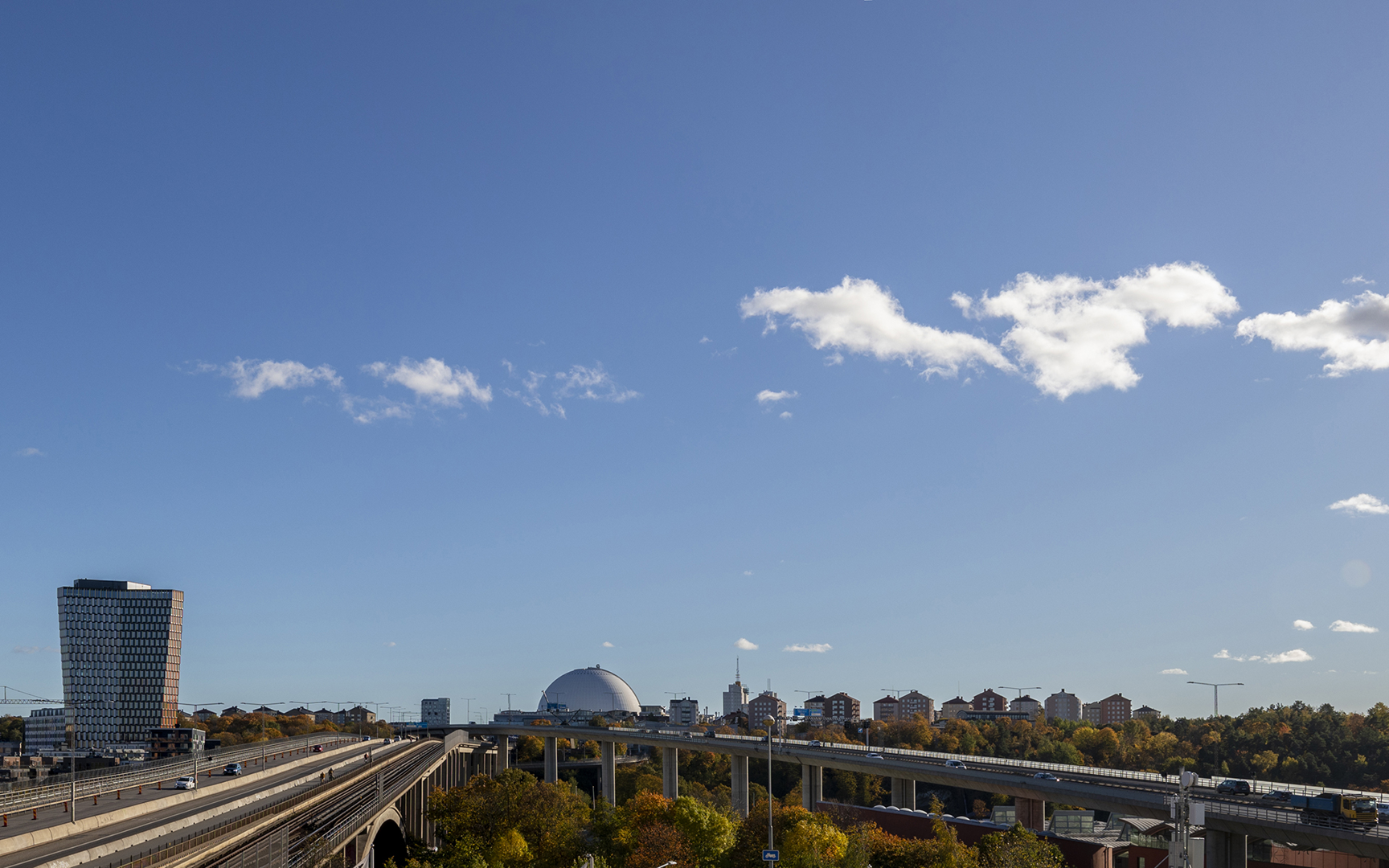 Utsikt från lokalen mot Globen