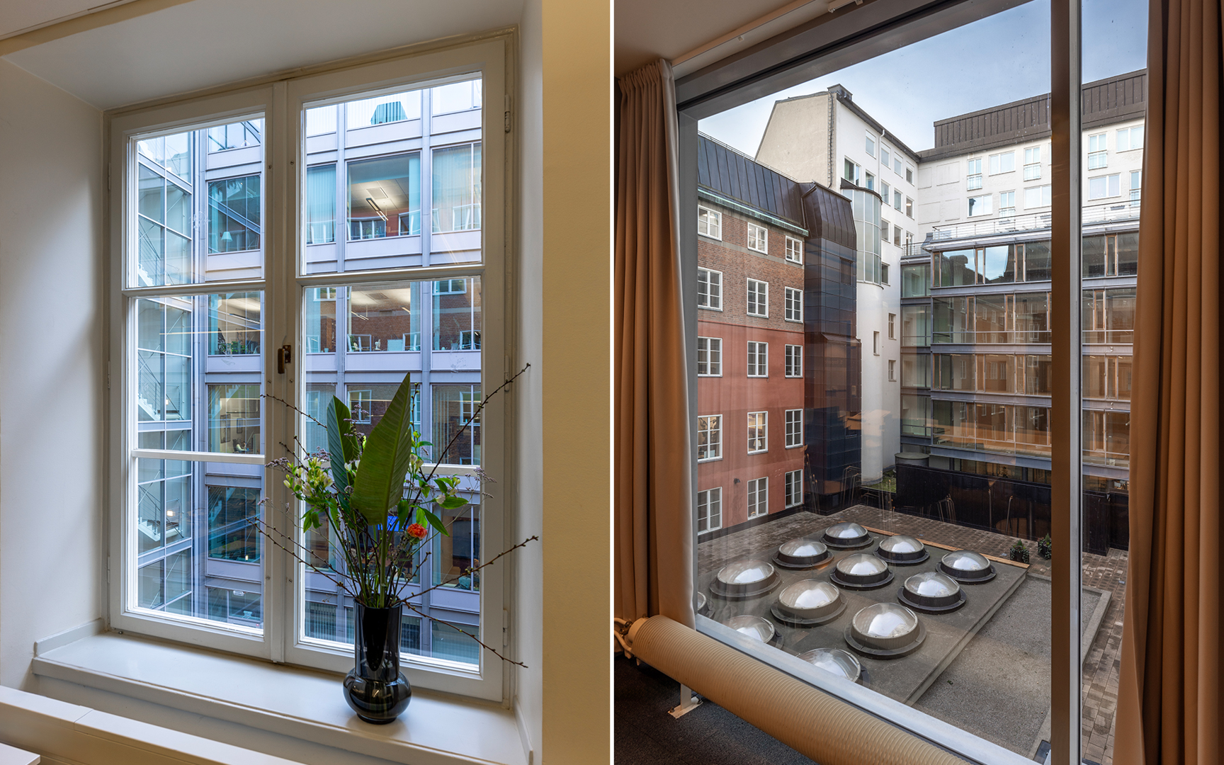 Fönstersättning mot två olika gårdar