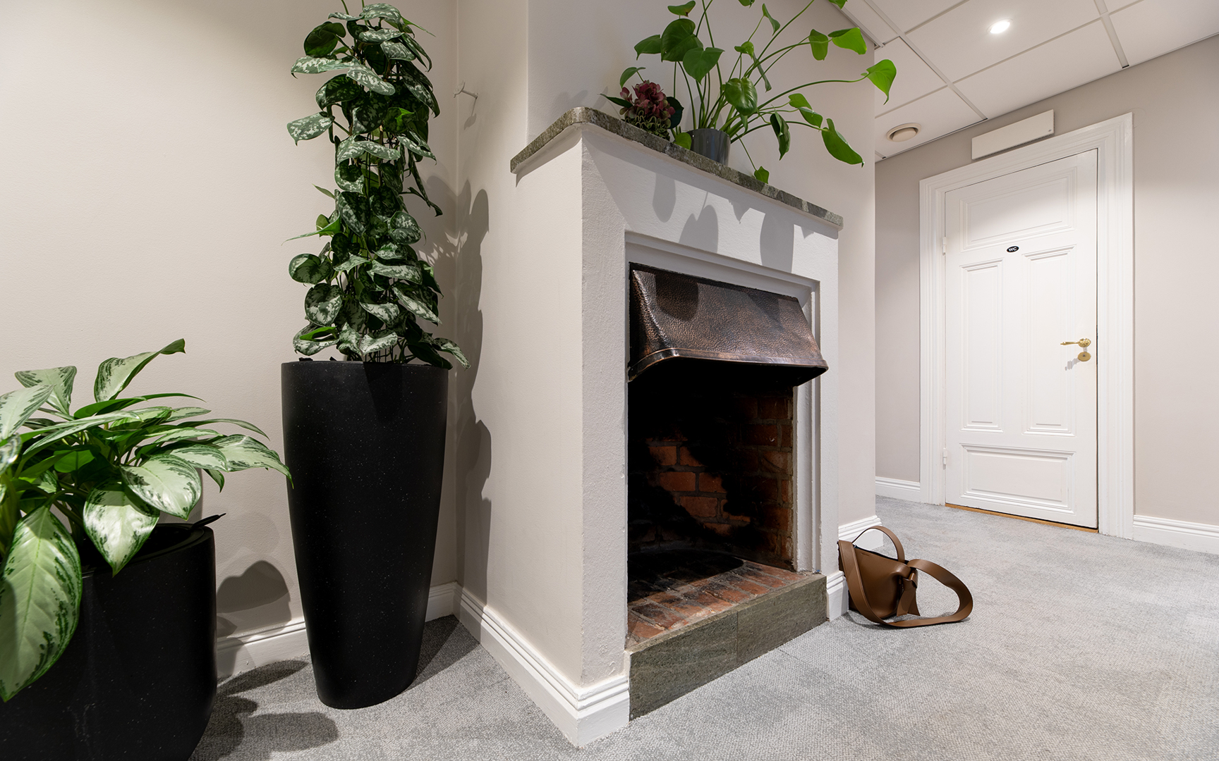 Öppen spis i entré