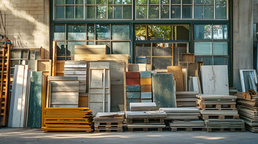 Ett upplag med material för återbruk.