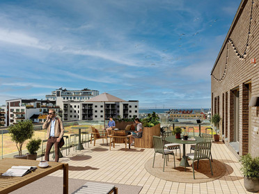 Utsikt från kontor på Masttorget 6 mot havet och Öresundsbron