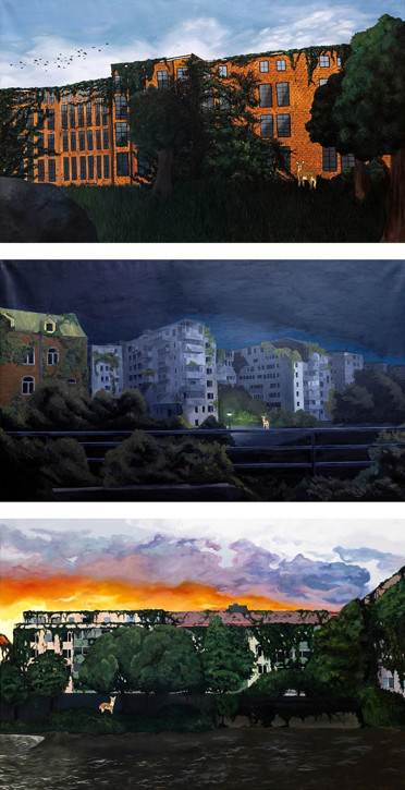 Tavlor som elever gjort i vårt konstsamarbete i Sundbyberg.